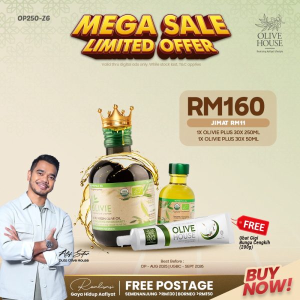 Olivie Plus 30x 250ml+ Olivie Mini 50ml + FREE Ubat Gigi Bunga Cengkih 200g